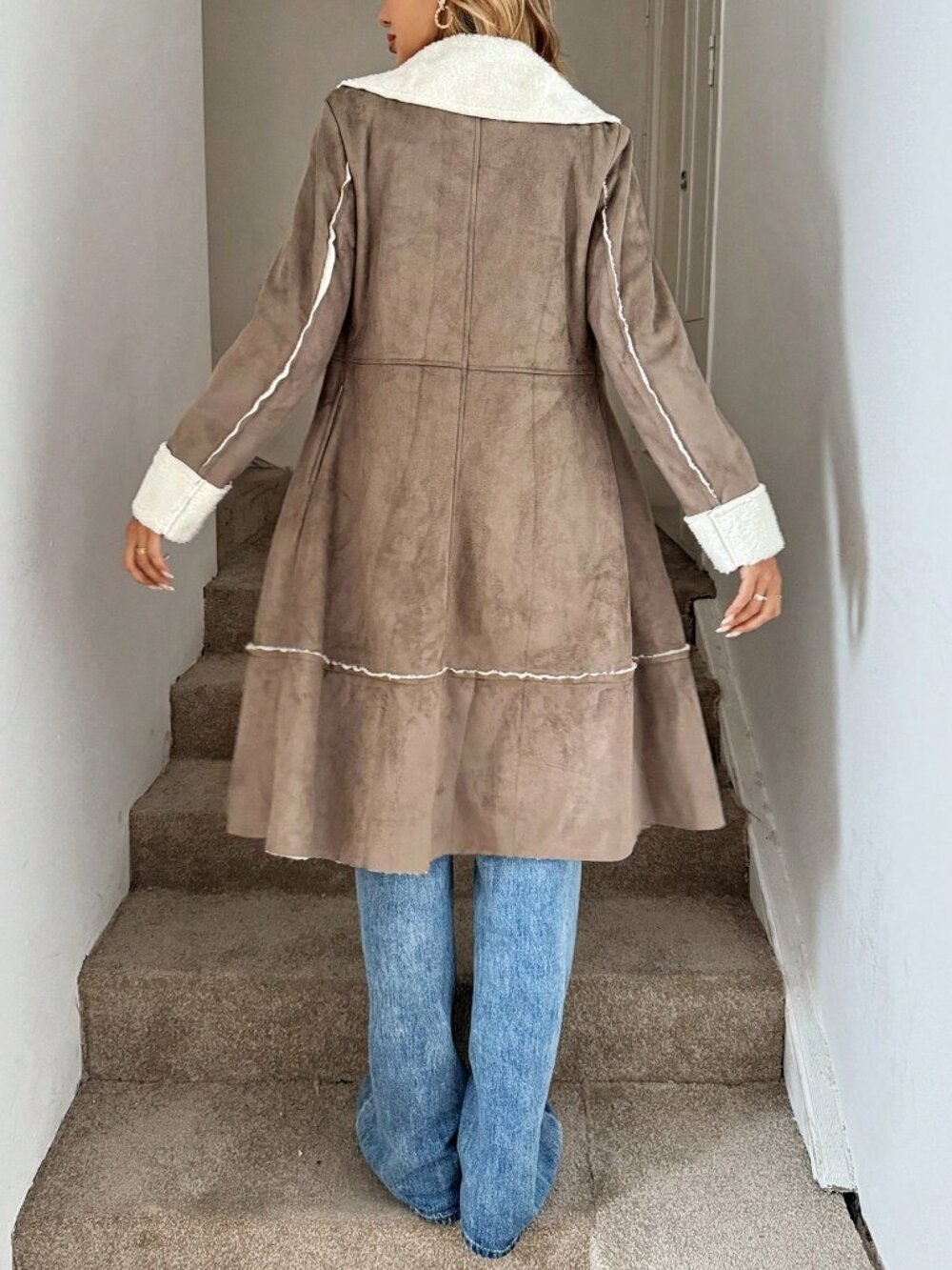 Brown Casual Women's Regular Mid-Length Thermal Lined Jacket - Picture 2 of 6